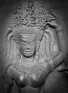 Apsara Relief Sculpture on Angkor Wat, Cambodia, Temple Wall