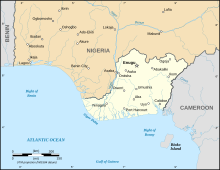 Map of southern Nigeria with Biafra highlighted