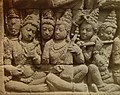 Hindu, Buddhist. 9th century AD, Borobudur (Shailendra dynasty). 3-stringed lute (second from left). It is a small part of a larger image illustrating the Lalitavistara Sūtra, Bodhisattva in Tusita Heaven.