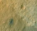 Curiosity rover landing site ("Bradbury Landing") viewed by HiRISE (MRO) (August 14, 2012).