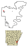 Location of Mitchellville in Desha County, Arkansas.