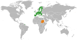 Map indicating locations of European Union and Sudan