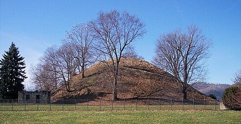 An Adena tumulus (burial mound): Grave Creek Mound in West Virginia, U.S.