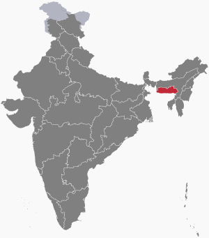 The map of India showing Meghalaya