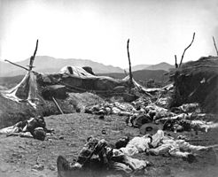 Korean casualties, after the attack on Fort Sondolmok (Fort McKee) by Felice Beato[26]
