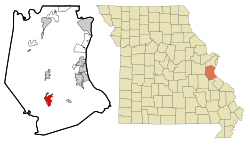 Location of De Soto, Missouri