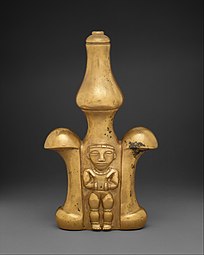 Quimbaya lime container, 5th–9th century, gold, Metropolitan Museum of Art