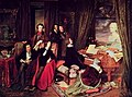 Image 21Josef Danhauser's 1840 painting of Franz Liszt at the piano surrounded by (from left to right) Alexandre Dumas, Hector Berlioz, George Sand, Niccolò Paganini, Gioachino Rossini and Marie d'Agoult, with a bust of Ludwig van Beethoven on the piano (from Romantic music)