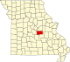 A state map highlighting Maries County in the middle part of the state.