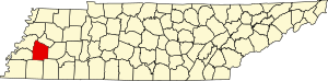 Map of Tennessee highlighting Haywood County