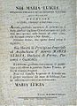 Decree with which Marie Louise Italianized her name as Maria Luigia