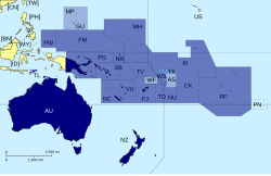 Membership (dark blue) of the Pacific Islands Forum.