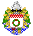 Wappen Melzi d’Erils mit dem Schildhaupt eines duc de l'Empire, aber grünem Wappenmantel für das Königreich Italien