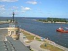 Port office and mouth of the Martwa Wisła river