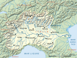 Map of the Po river basin.