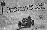 The 1933 Rallye féminin Paris – Saint-Raphaël winning Peugeot 301.