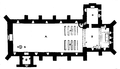 Einschiffiges Langhaus (A) mit eingezogenem Chor (B) und geradem Chorschluss
