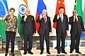 Image 4BRICS, a supranational economic cooperative comprising five major emerging national economies—Brazil, Russia, India, China and South Africa—grew to represent over 3.1 billion people, or about 41 percent of the world population by 2015. (from 2010s)