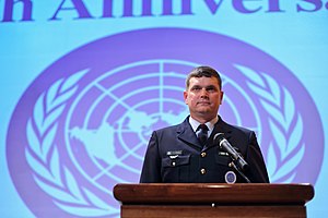 Then UN Command–Rear commander Group Captain Luke Stoodley of the Royal Australian Air Force pictured in 2012