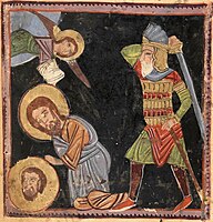 Detail of f.29v, Beheading of John the Baptist. Vatican Library, Ms. Syr. 559.