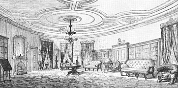 White House Yellow Oval Room, c. 1868 showing Kinman's chair at far right.