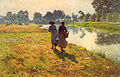 Emile Claus Young peasant women at the Leie