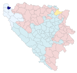 Location of Bužim within Bosnia and Herzegovina.