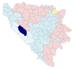 Location of Glamoč within Bosnia and Herzegovina