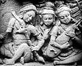 Hindu, Buddhist. 9th century AD, Borobudur, from the now buried "hidden base" section of the monument. Stick zither (left) and a lute.