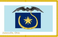 Burroughs' Ohio Flag This flag emblazoned with the American bald eagle and the white Texas star on a blue field of the Zavala Flag imposed in the background design was used by Captain George H. Burroughs and his Zanesville, Ohio militia company flew at the Battle of San Jacinto on April 21, 1836.