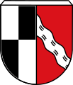 Stadt Windsbach Gespalten; vorne geviert von Silber und Schwarz, hinten in Rot ein silberner Schrägwellenbalken.