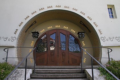 Entrance door of Großes Haus Glückert in Darmstadt Artists' Colony
