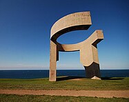 Elogio del Horizonte (Eulogy to the Horizon), concrete (1989), a contemporary monumental sculpture, by Eduardo Chillida, at Gijon, Spain