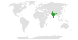 Map indicating locations of India and North Macedonia