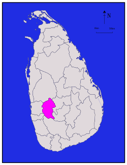 Map of Sri Lanka with Kegalle District highlighted