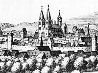 Limburg 1645 (Topographia Germaniae) – Dom noch ohne Türme am Südquerhaus