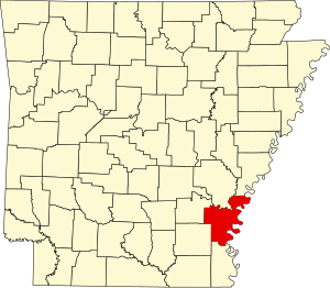 Map of Arkansas highlighting Desha County
