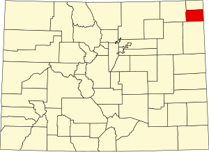Map of Colorado highlighting Phillips County
