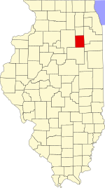 Map of Illinois highlighting Grundy County