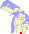 State map highlighting Hillsdale County