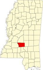 Map of Mississippi highlighting Simpson County