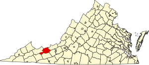 Map of Virginia highlighting Bland County