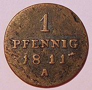 Branden­burgischer Pfennig von 1811, Wertseite