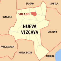 Map of Nueva Vizcaya with Solano highlighted