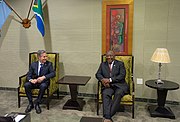Secretary Blinken with South African President Cyril Ramaphosa in Pretoria, South Africa, August 2022