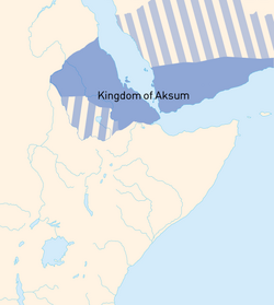 The Kingdom of Aksum at its greatest extent in the 6th century