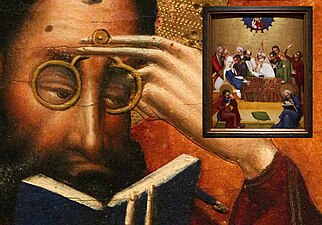 1400-1430 Eger (CZ), Tafelbild „Tod der Maria“ mit Nietbrille