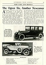 1921 Ogren Article in the Automobile Trade Journal