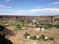 View up the Snake River Gorge above Shoshone Falls