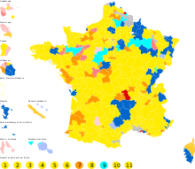 Top candidate in each constituency in the first round
